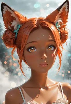 Enchanting Fox Girl with Amber Eyes