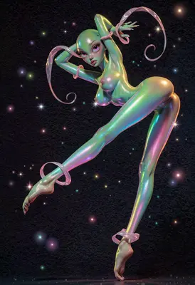 Iridescent Alien Dancer in Space