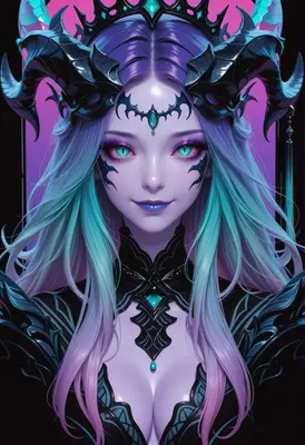 Enchanting Demon Queen with Glowing Eyes