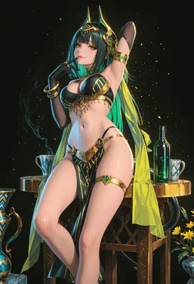 Mystical Egyptian Goddess in Golden Regalia