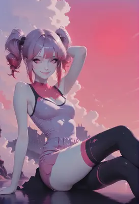 Pink Haired Girl at Sunset