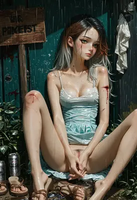 Wounded Girl in the Rain