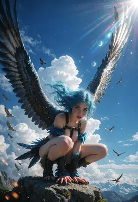 Avian Guardian Perched Above Clouds