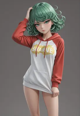 Green Haired Girl in Red Hoodie