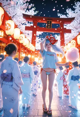 Kitsune Mask Girl at Sakura Festival