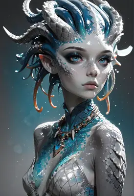 Ethereal Blue Dragon Princess Portrait