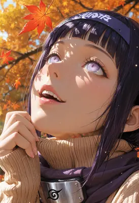Hinata Hyuga Amidst Autumn Leaves