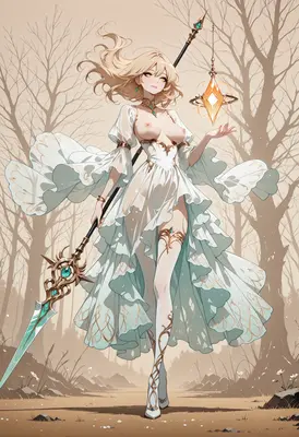 Ethereal Sorceress with Floating Crystal