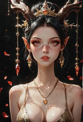 Ethereal Demon Queen in Golden Regalia