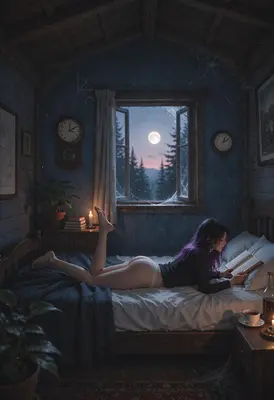 Midnight Reading in a Cozy Cabin