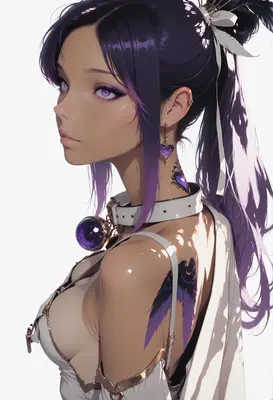 Elegant Purple Haired Anime Girl Portrait