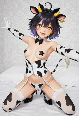 Playful Cow Girl Anime Portrait