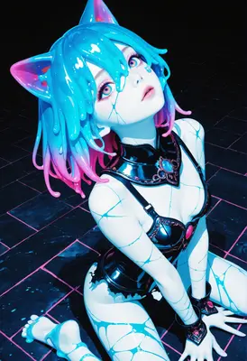 Neon Slime Cat Girl Android