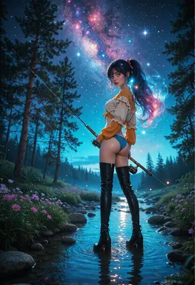 Starlit Fishing Under The Milky Way