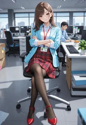 Professional Office Lady Sitting at Desk