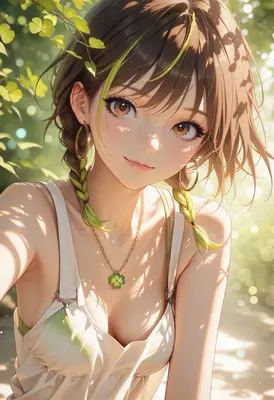 Sunlit Girl with Clover Necklace