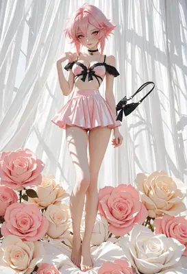 Pink Rose Maiden in Lingerie