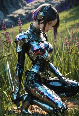 Cosmic Knight in a Wild Meadow