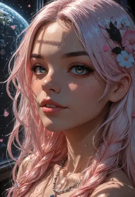 Celestial Pink Haired Beauty