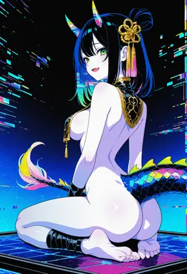 Neon Glitch Dragon Girl