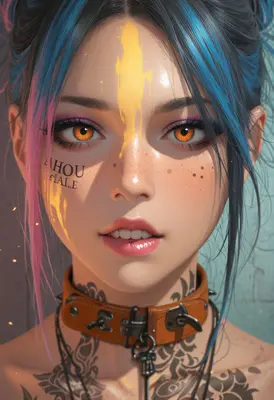 Cyberpunk Girl with Amber Eyes