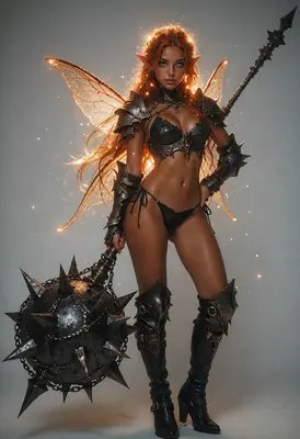 Ethereal Warrior Fairy with Spiked Mace