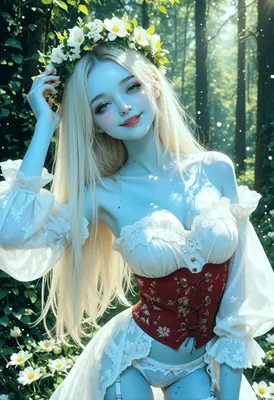 Blonde Forest Maiden in Floral Crown