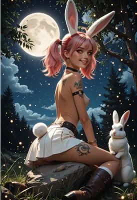 Moonlit Rabbit Girl and Her Companion