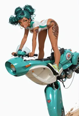 Teal Haired Biker Girl
