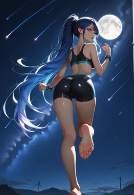 Midnight Runner Under Falling Stars