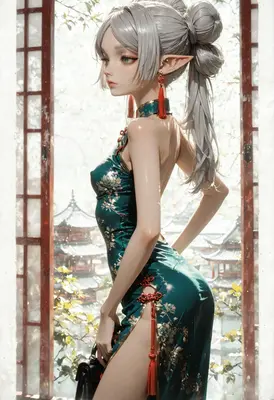 Elegant Elf in Traditional Cheongsam