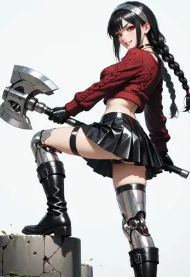 Cyborg Warrior in Red Sweater