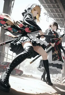 Samurai Maid Warriors in Action