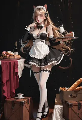 Cat Maid Serving Sweet Treats