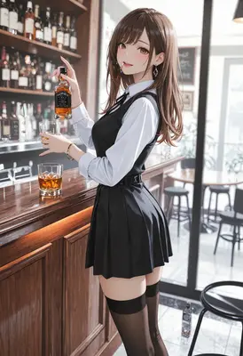 Charming Bartender Serving Whiskey