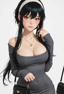 Yor Forger in Elegant Grey Dress