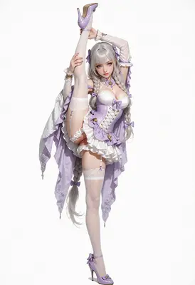 Elegant Lavender Dancer in High Split