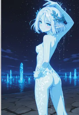 Celestial Crystal Elf Under Starlight