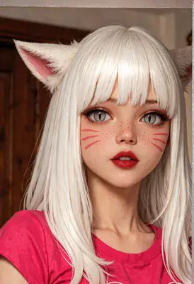 White Haired Cat Girl Portrait