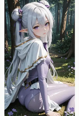 Elf Maiden Resting in Enchanted Forest