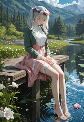 Peaceful Moment by the Mountain Stream