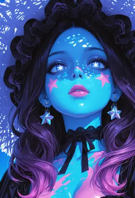 Celestial Stargazer with Neon Glow