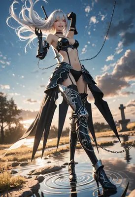 Silver Haired Warrior in Black Armor