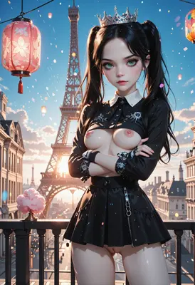 Gothic Princess in Paris Sunset