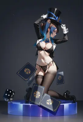 Magical Casino Showgirl with Playing Cards