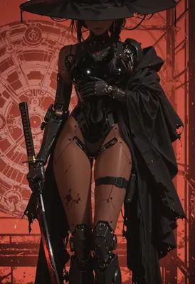 Cybernetic Ronin in Red Shadow