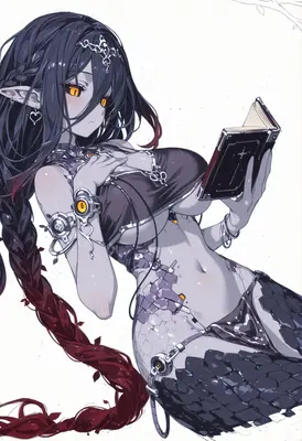 Cyborg Elf Reading Ancient Tome
