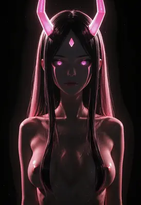 Neon Horned Demoness Portrait