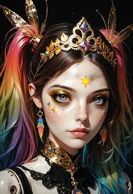 Celestial Princess with Rainbow Hair