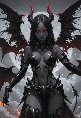 Gothic Succubus Under the Moonlight